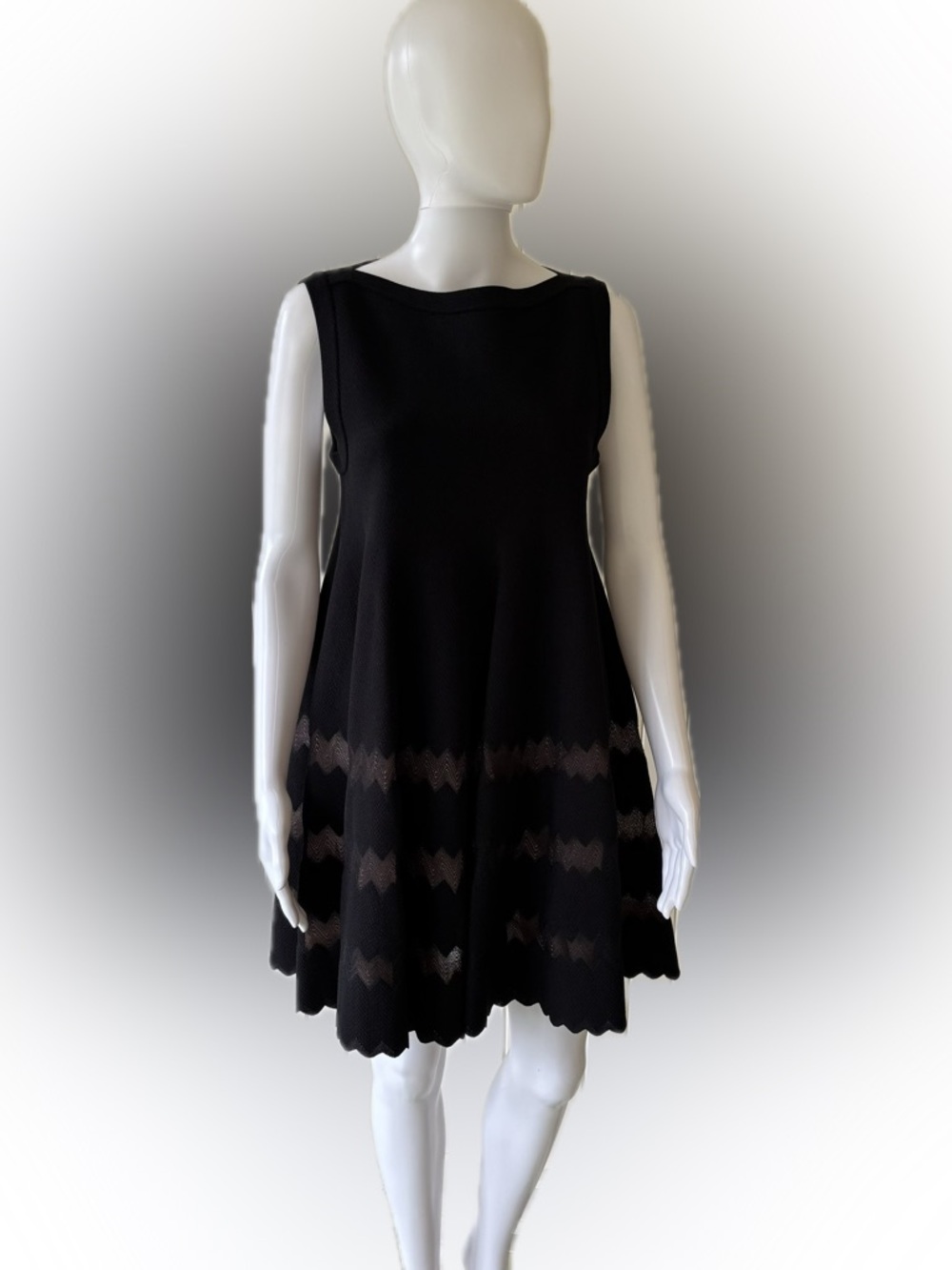 Alaia Chevron Lace Skater Dress